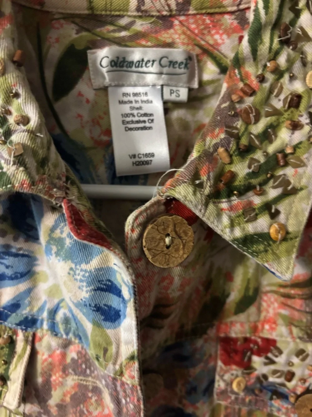 Coldwater Creek Floral Embellished Jacket boho beaded statement - Picture 3 of 8
